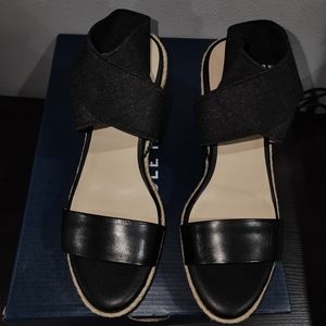 Cole Haah Black Leather Espadrille Sandals